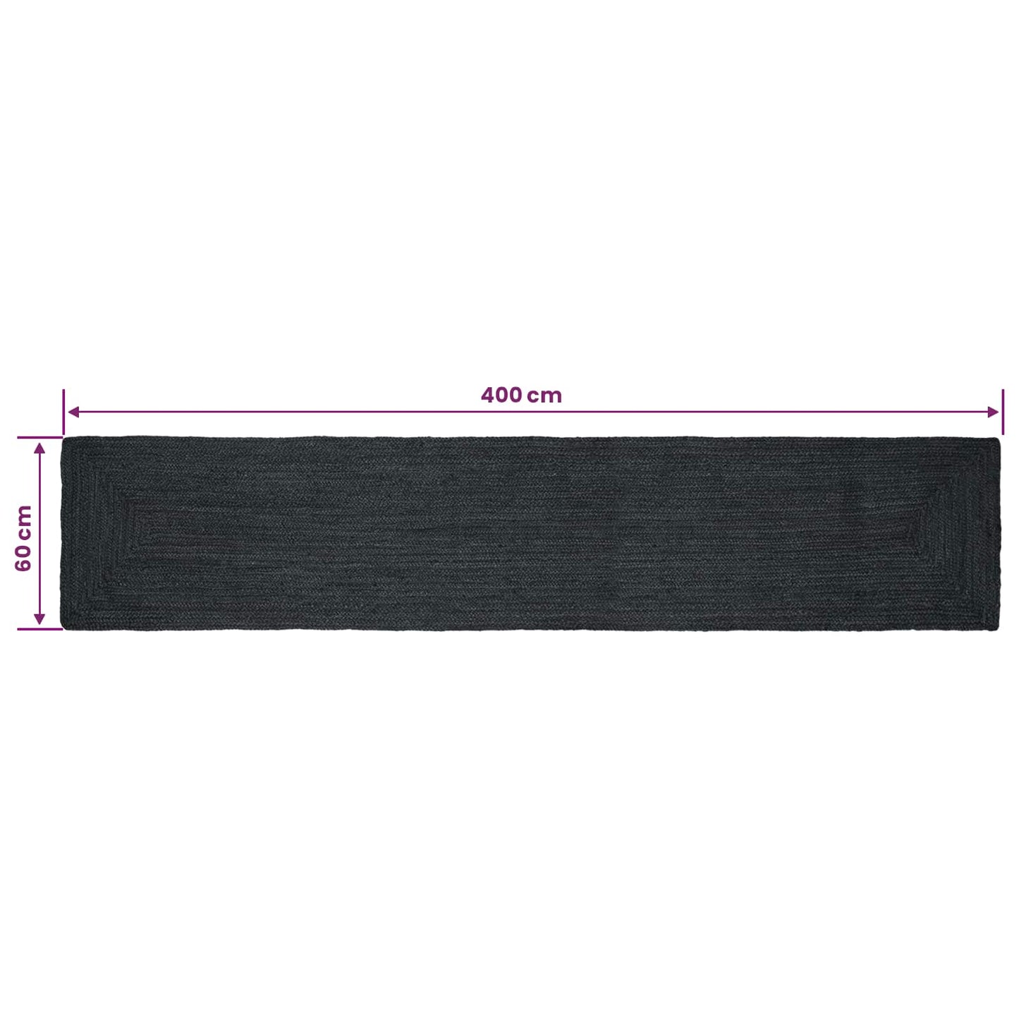 Zoninės kiliminės dangos Tamsiai pilka 60 x 400 cm Džiutas