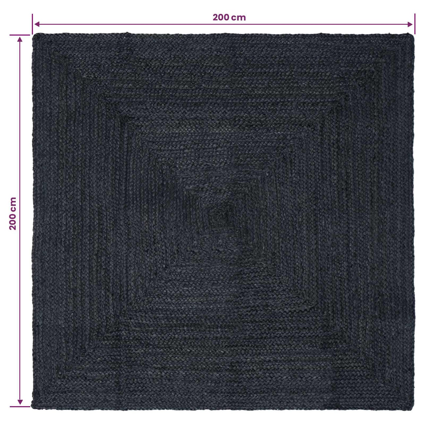 Zoninės kiliminės dangos Tamsiai pilka 200 x 200 cm Džiutas