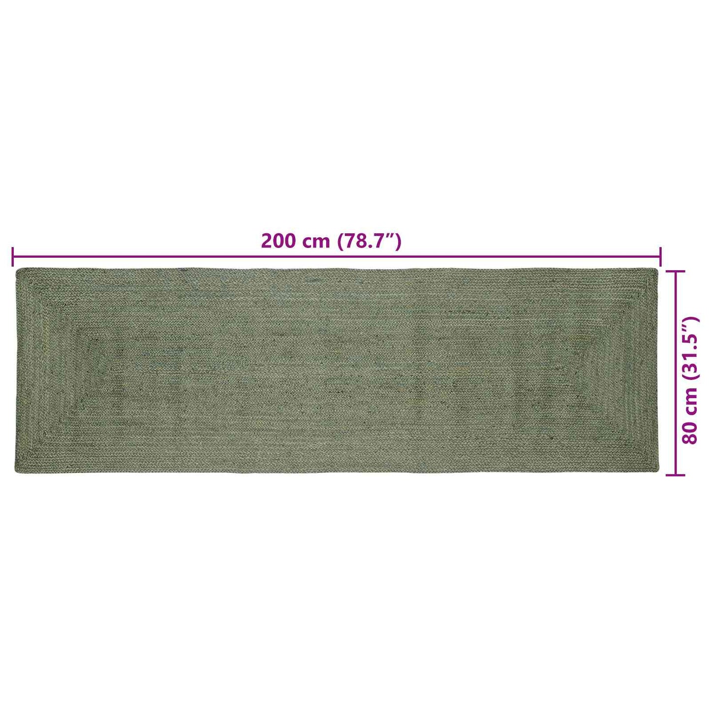 Zoninės kiliminės dangos Alyvuogių žalia 80 x 200 cm Džiutas