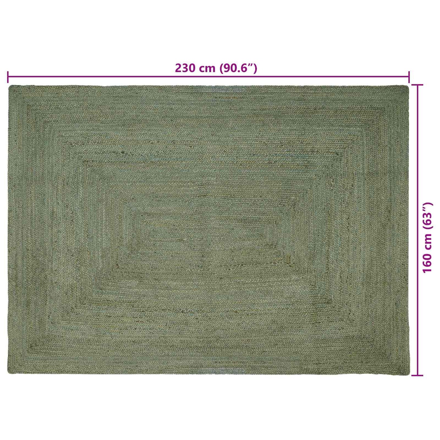 Zoninės kiliminės dangos Alyvuogių žalia 160 x 230 cm Džiutas