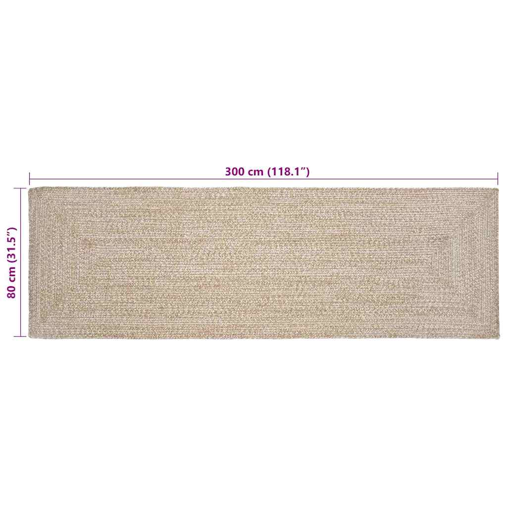 Kilimas Natūrali ir balta 80 x 300 cm Džiutas