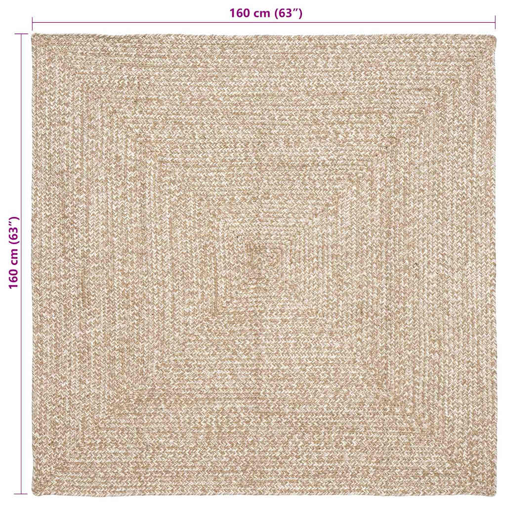 Zoninės kiliminės dangos Natūrali ir Balta 160 x 160 cm Džiutas