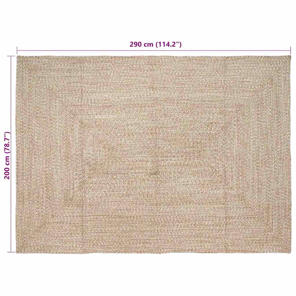 Kilimas Krepšio pynimas Natūrali ir balta 200 x 290 cm Džiutas