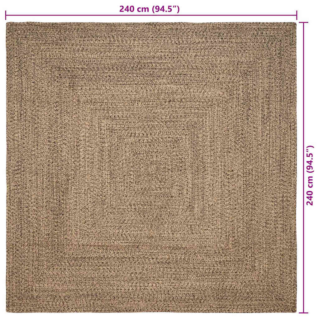 Zoninės kiliminės dangos Natūrali ir juoda 240 x 240 cm Džiutas