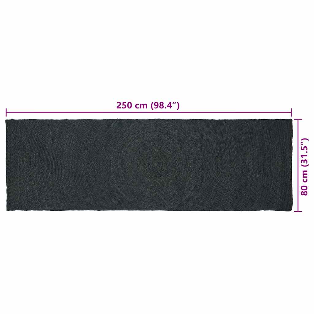 Zoninės kiliminės dangos Tamsiai pilka 80 x 250 cm Džiutas