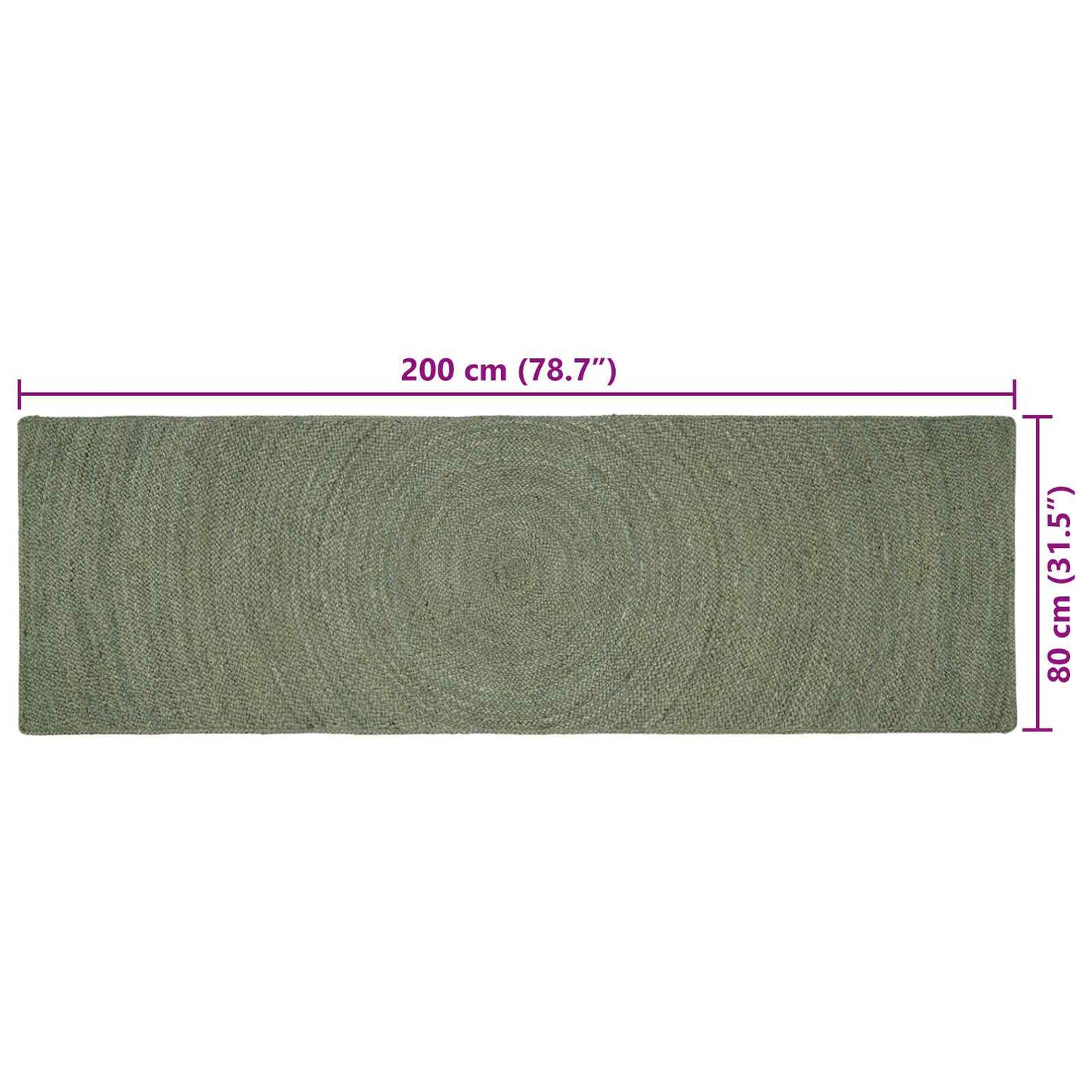 Zoninės kiliminės dangos Alyvuogių žalia 80 x 200 cm Džiutas