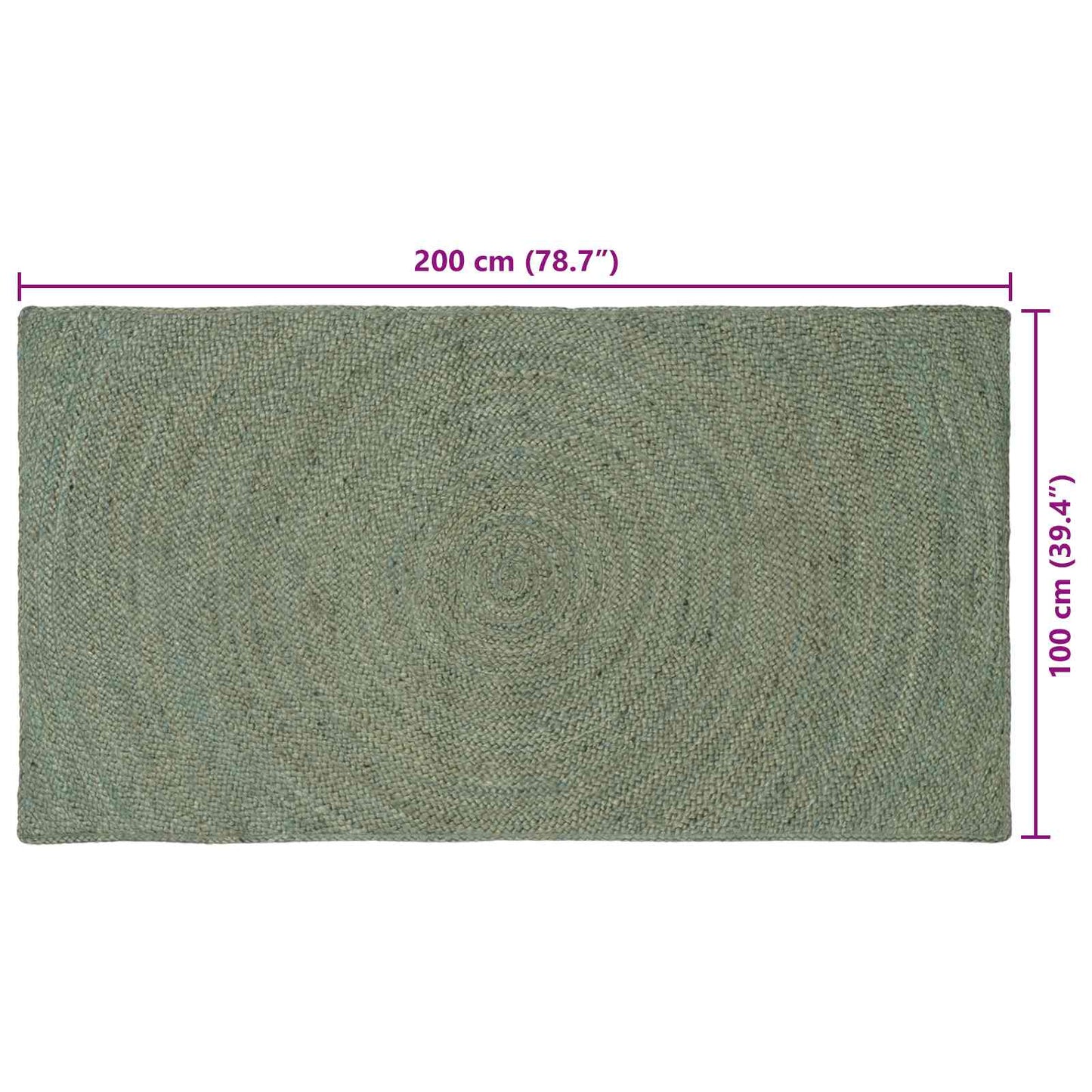 Zoninės kiliminės dangos Alyvuogių žalia 100 x 200 cm Džiutas