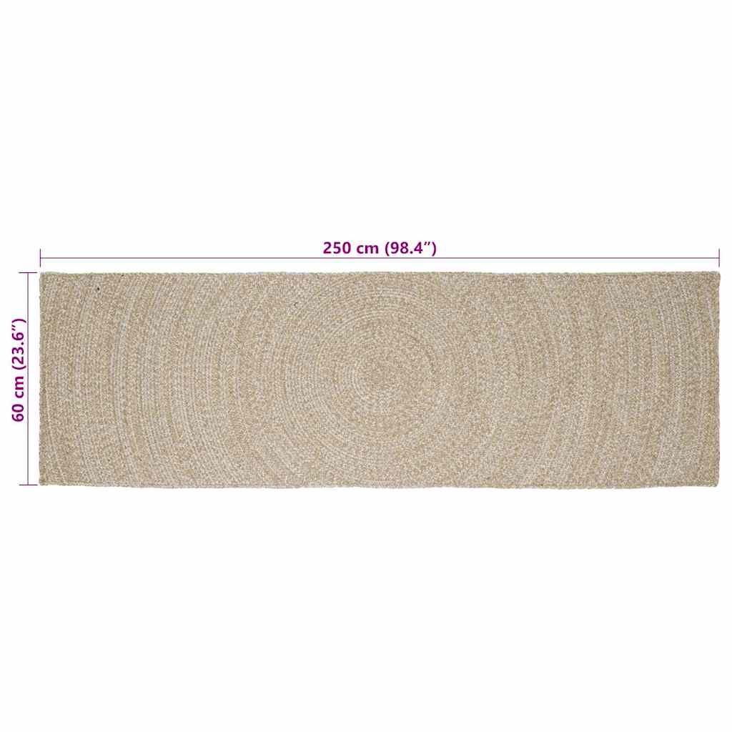 Zoninės kiliminės dangos Natūrali ir Balta 60 x 250 cm Džiutas