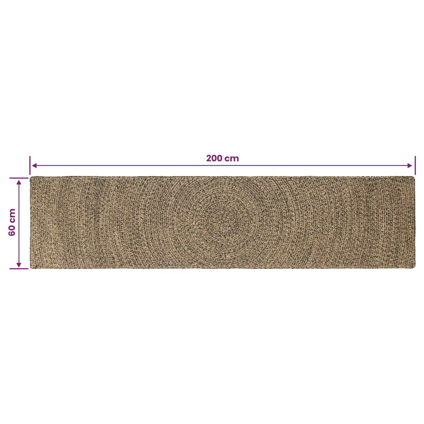 Zoninės kiliminės dangos Natūrali ir juoda 60 x 200 cm Džiutas