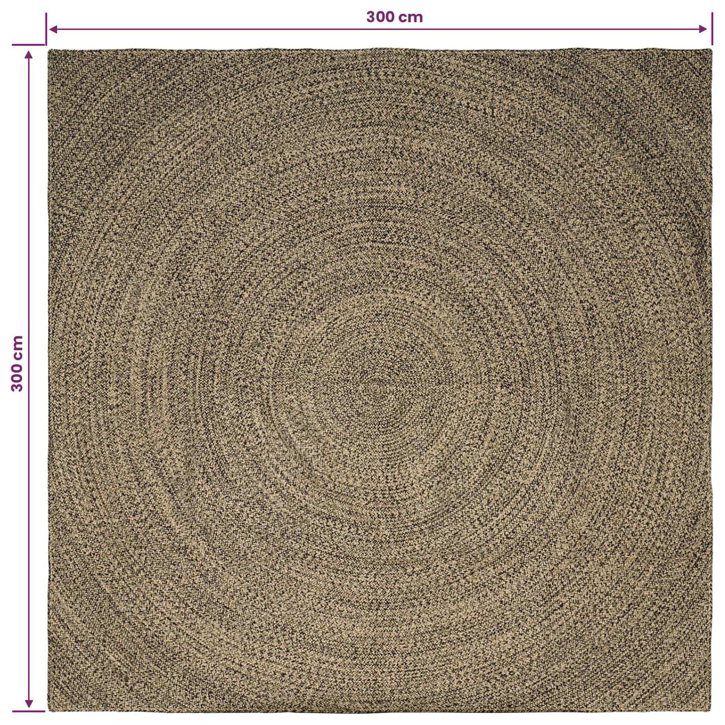 Zoninės kiliminės dangos Natūrali ir juoda 300 x 300 cm Džiutas