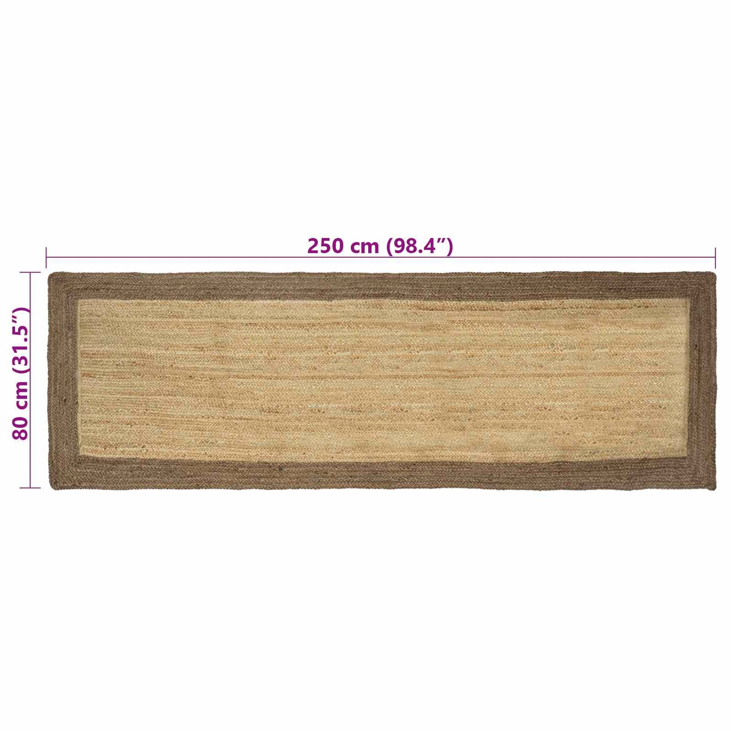 Zoninės kiliminės dangos Natūrali ir pilka 80 x 250 cm Džiutas