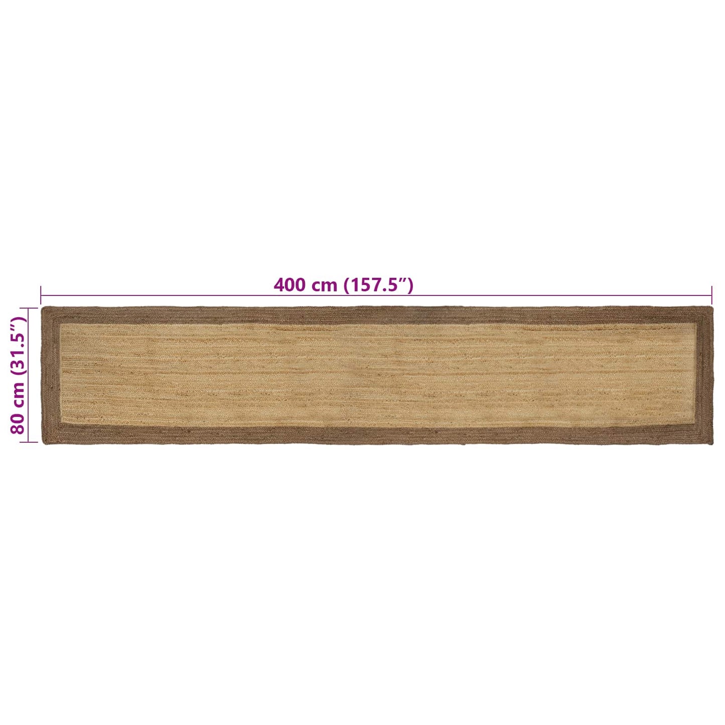 Zoninės kiliminės dangos Natūrali ir pilka 80 x 400 cm Džiutas