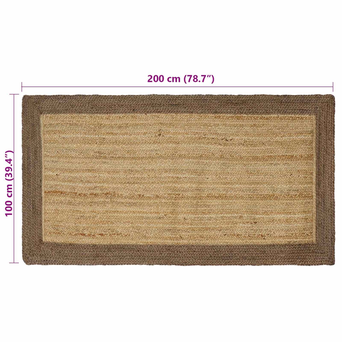 Zoninės kiliminės dangos Natūrali ir pilka 100 x 200 cm Džiutas