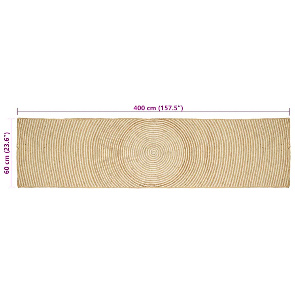 Kilimas Natūrali ir Balta 60 x 400 cm Džiutas