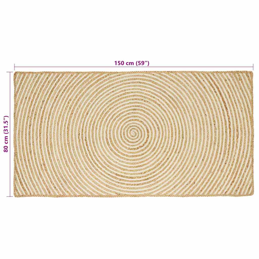 Kilimas Natūrali ir Balta 80 x 150 cm Džiutas