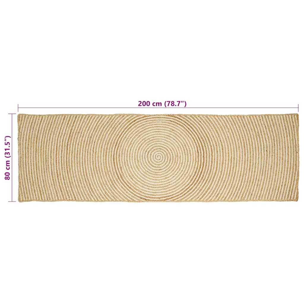 Kilimas Natūrali ir Balta 80 x 200 cm Džiutas