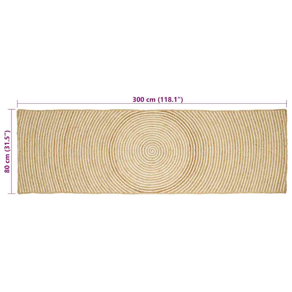 Kilimas Natūrali ir Balta 80 x 300 cm Džiutas
