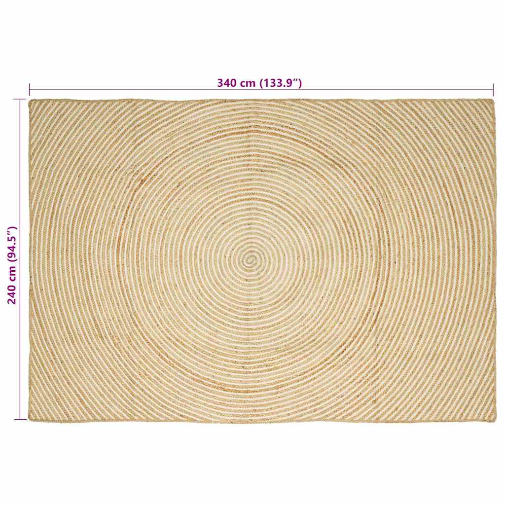 Kilimas Natūrali ir Balta 240 x 340 cm Džiutas