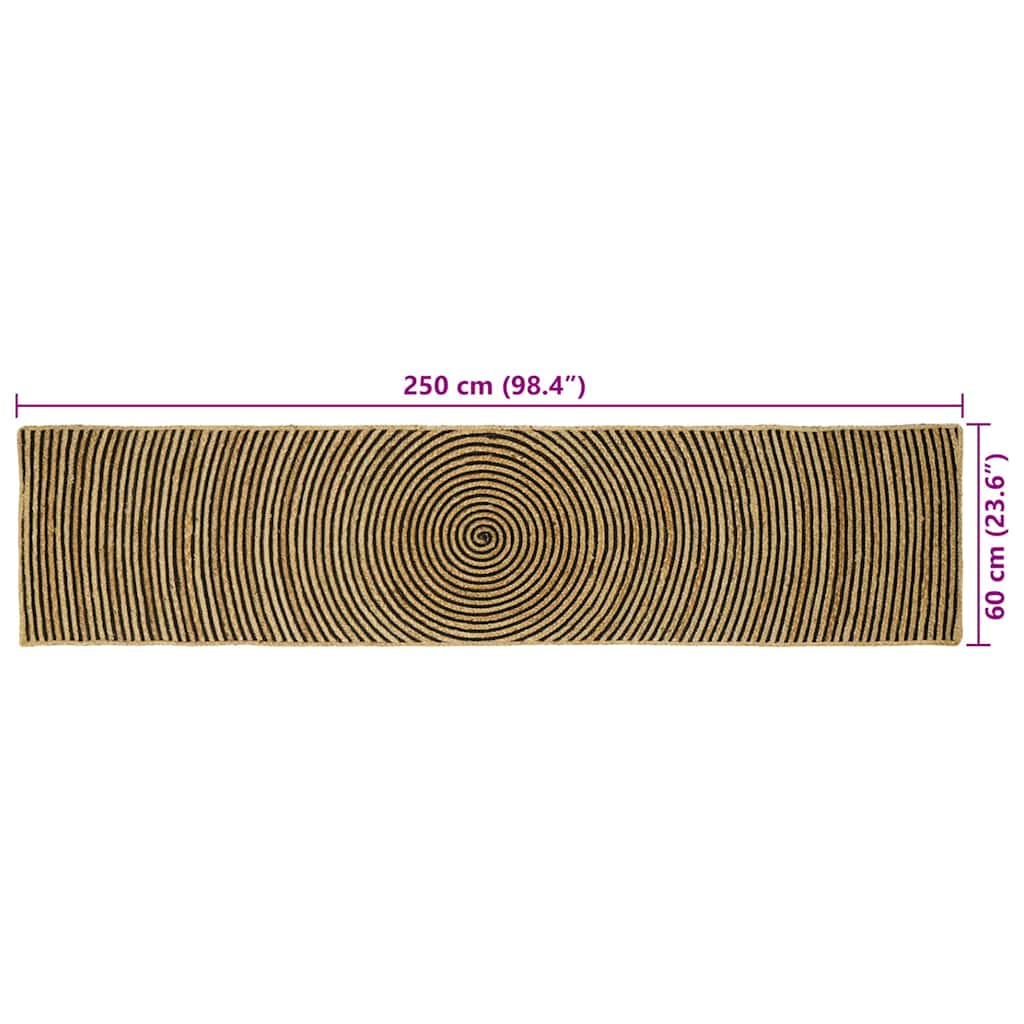 Kilimas Juoda 60 x 250 cm Džiutas