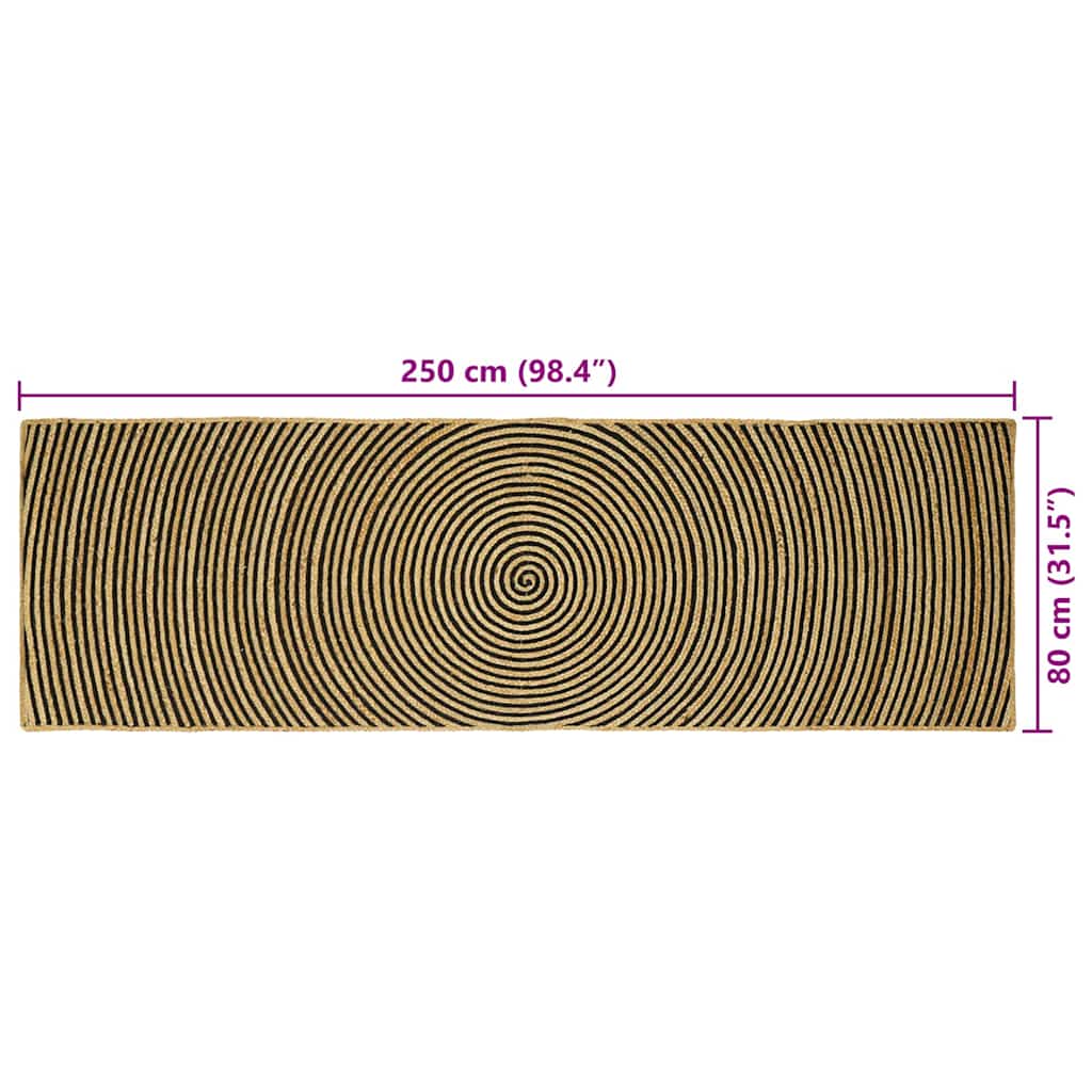 Kilimas Natūrali ir juoda 80 x 250 cm Džiutas