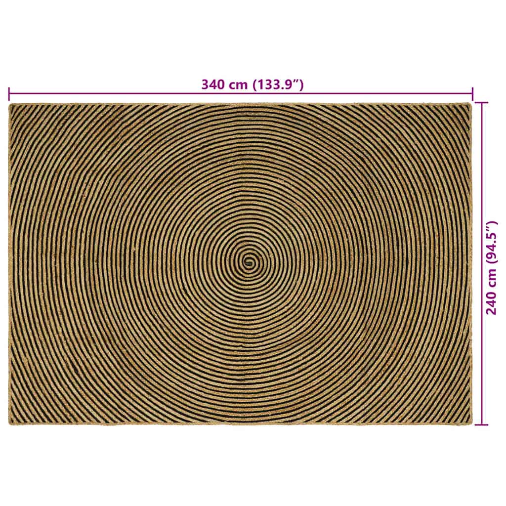 Kilimas Natūrali ir juoda 240 x 340 cm Džiutas