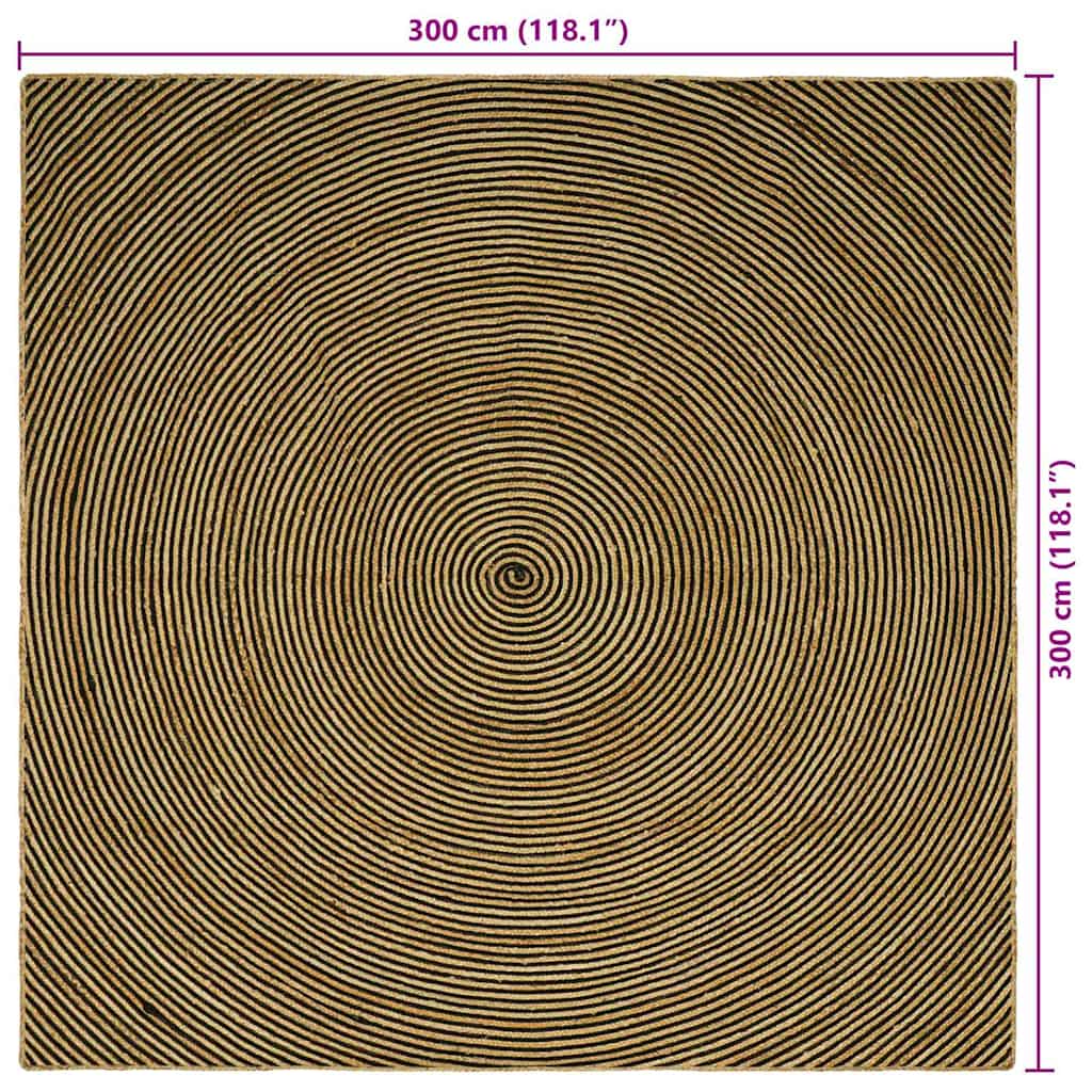 Kilimas Natūrali ir juoda 300 x 300 cm Džiutas