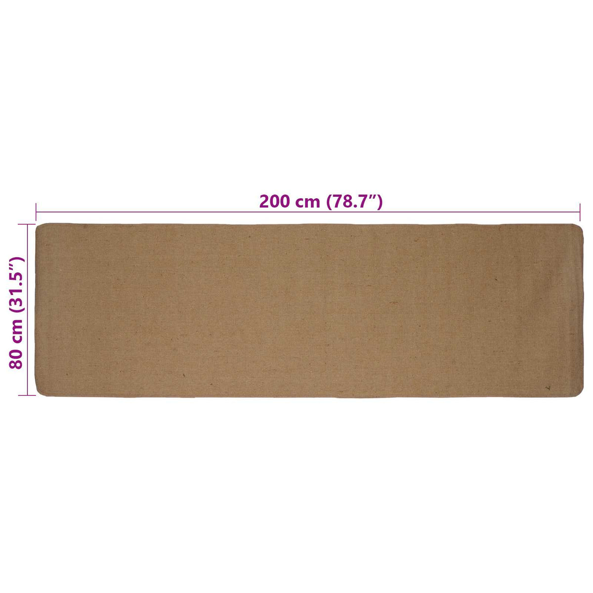 Kilimas Šviesiai rudas 80 x 200 cm Džiutas