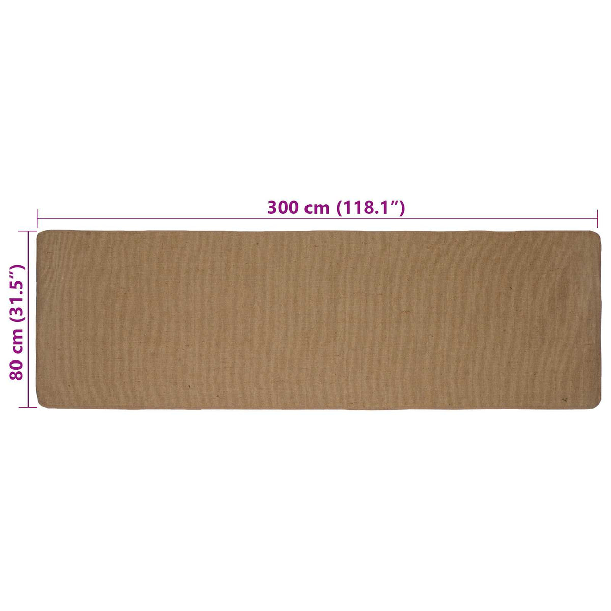 Kilimas Šviesiai rudas 80 x 300 cm Džiutas