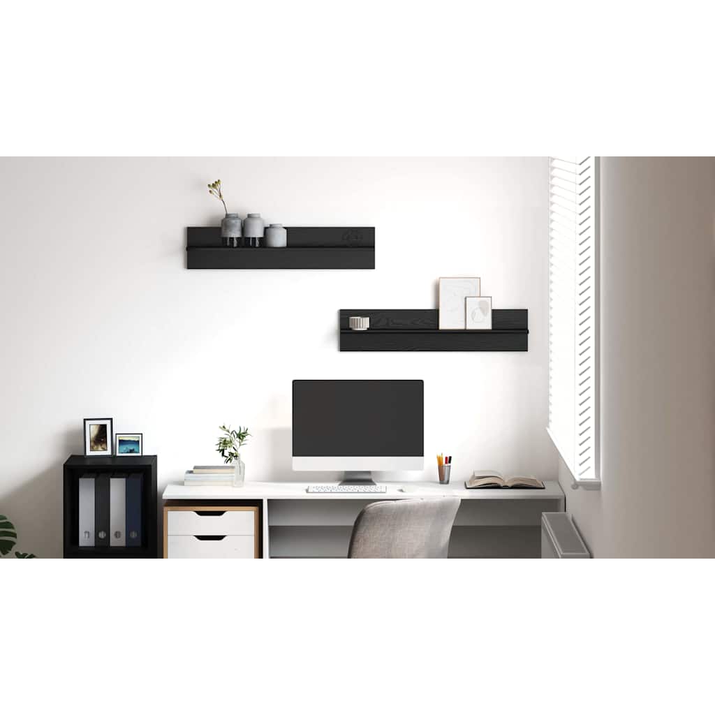 Sieninės lentynos 2 pcs juoda ąžuolo 80 x 11.5 x 18 cm
