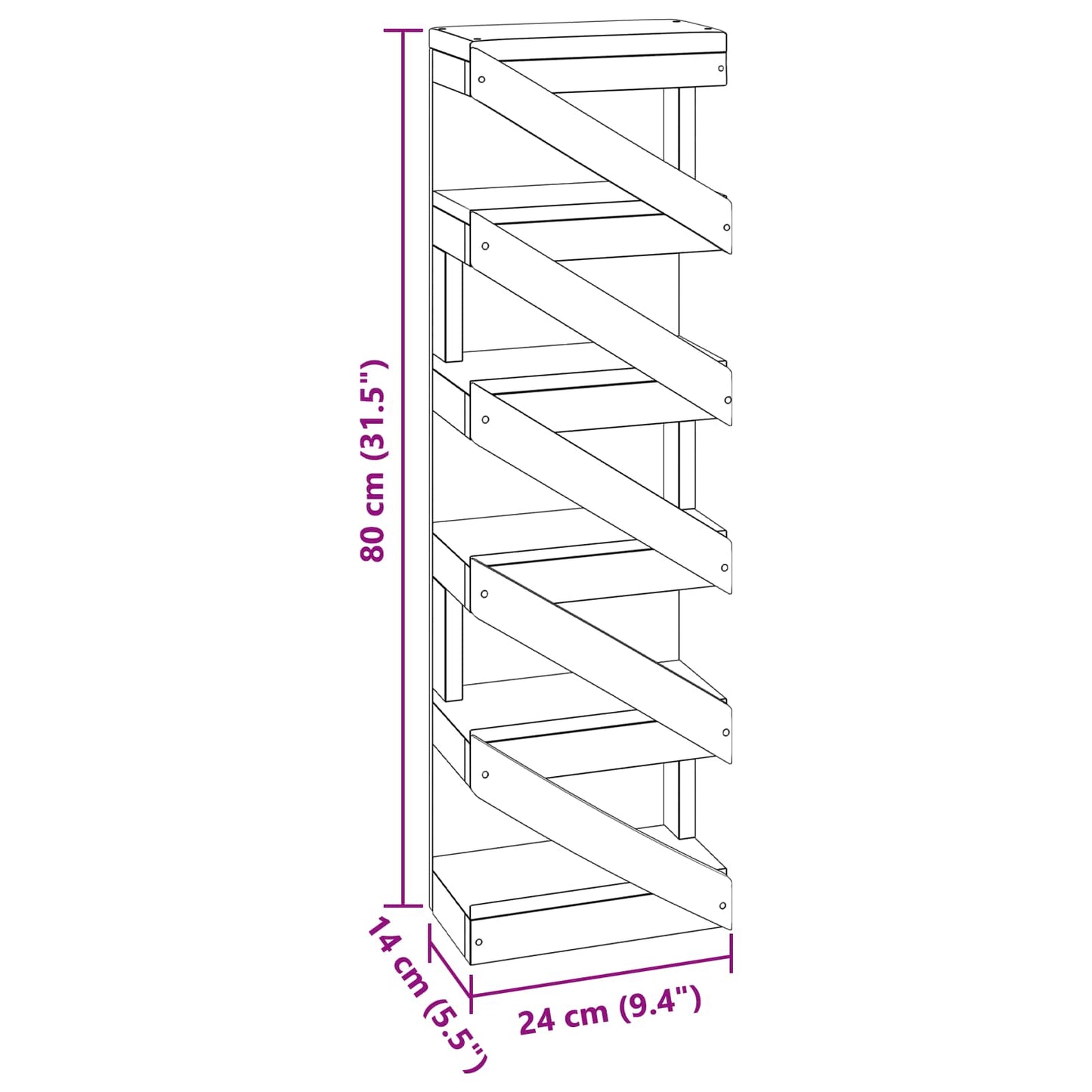 Kabykla Ruda 24 x 14 x 80 cm Kietas mahonio mediena