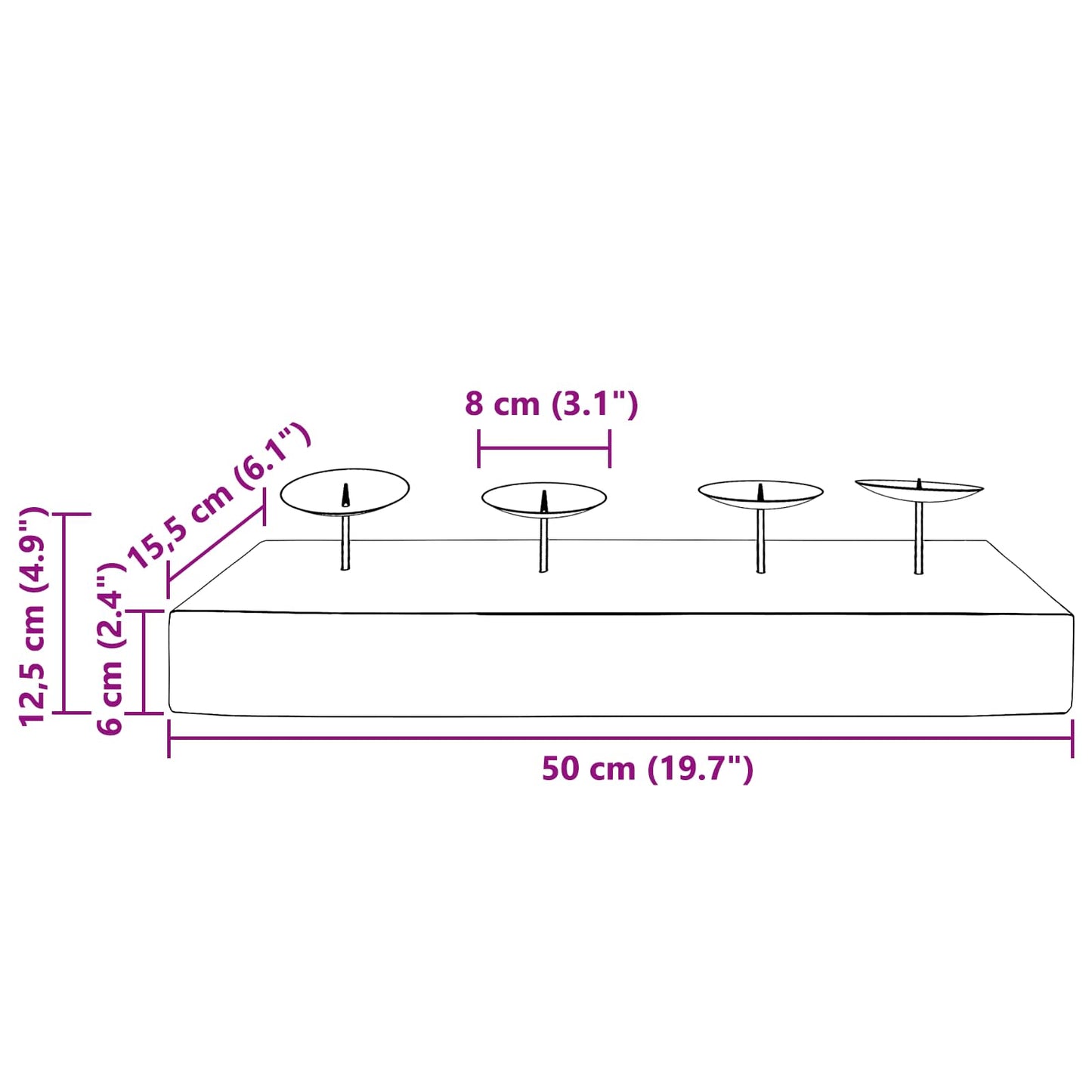 Žvakidė Natūrali 50 x 15 x 10 cm Tikmedžio medienos masyvas