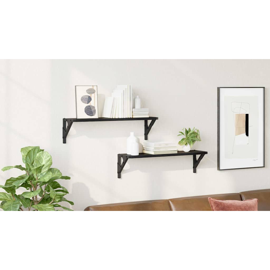 Sieninės lentynos 2 pcs Juodas ąžuolas 60 x 15 x 15,5 cm