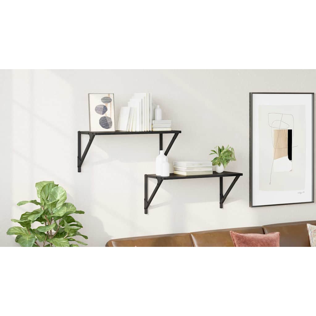 Sieninės lentynos 2 pcs Juodas ąžuolas 60 x 25 x 25,5 cm