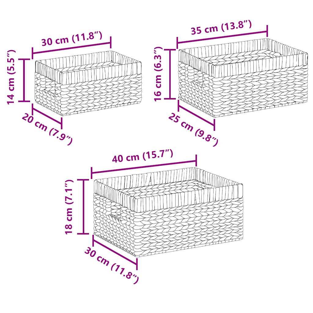 Laikymo krepšiai 3 pcs Natūrali 40 x 30 x 18 cm