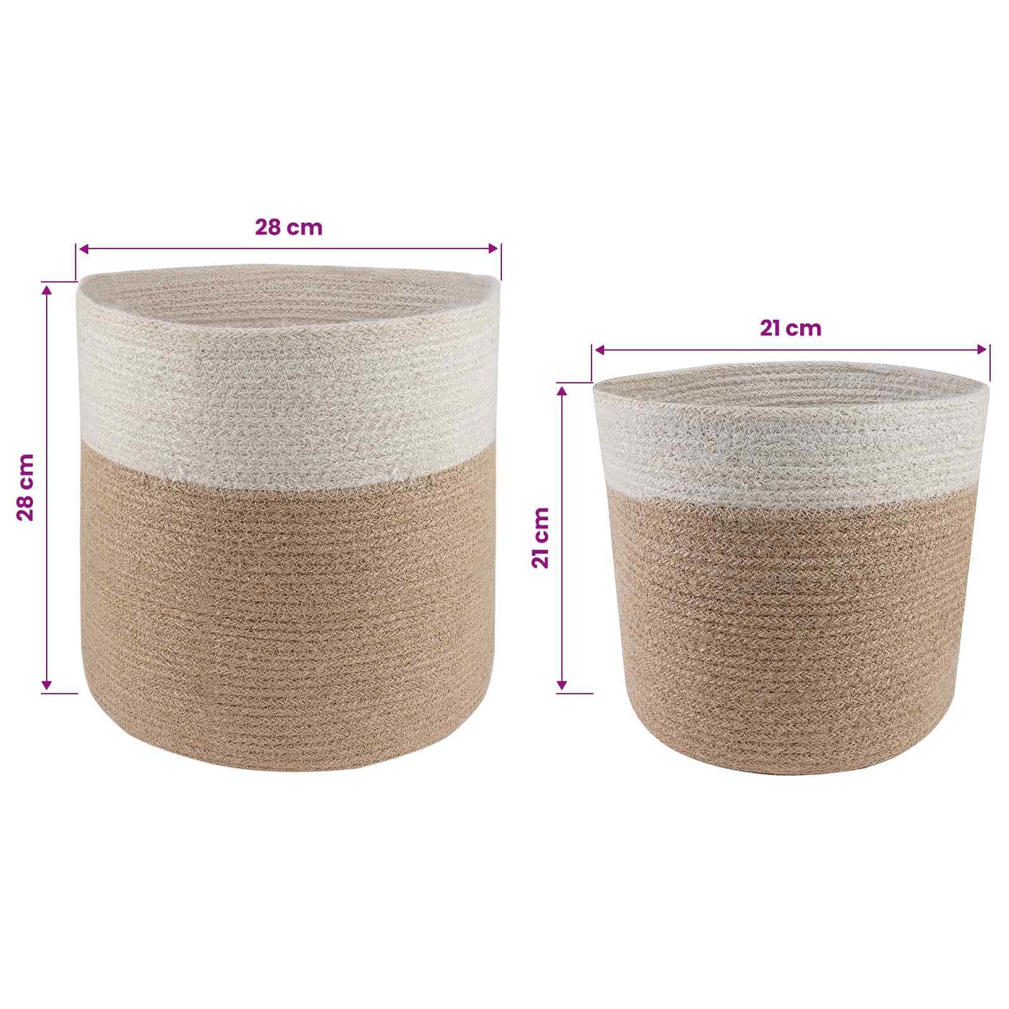 Vazonų rinkinys 2 pcs Natūrali ir Balta Ø 28 x 28 cm