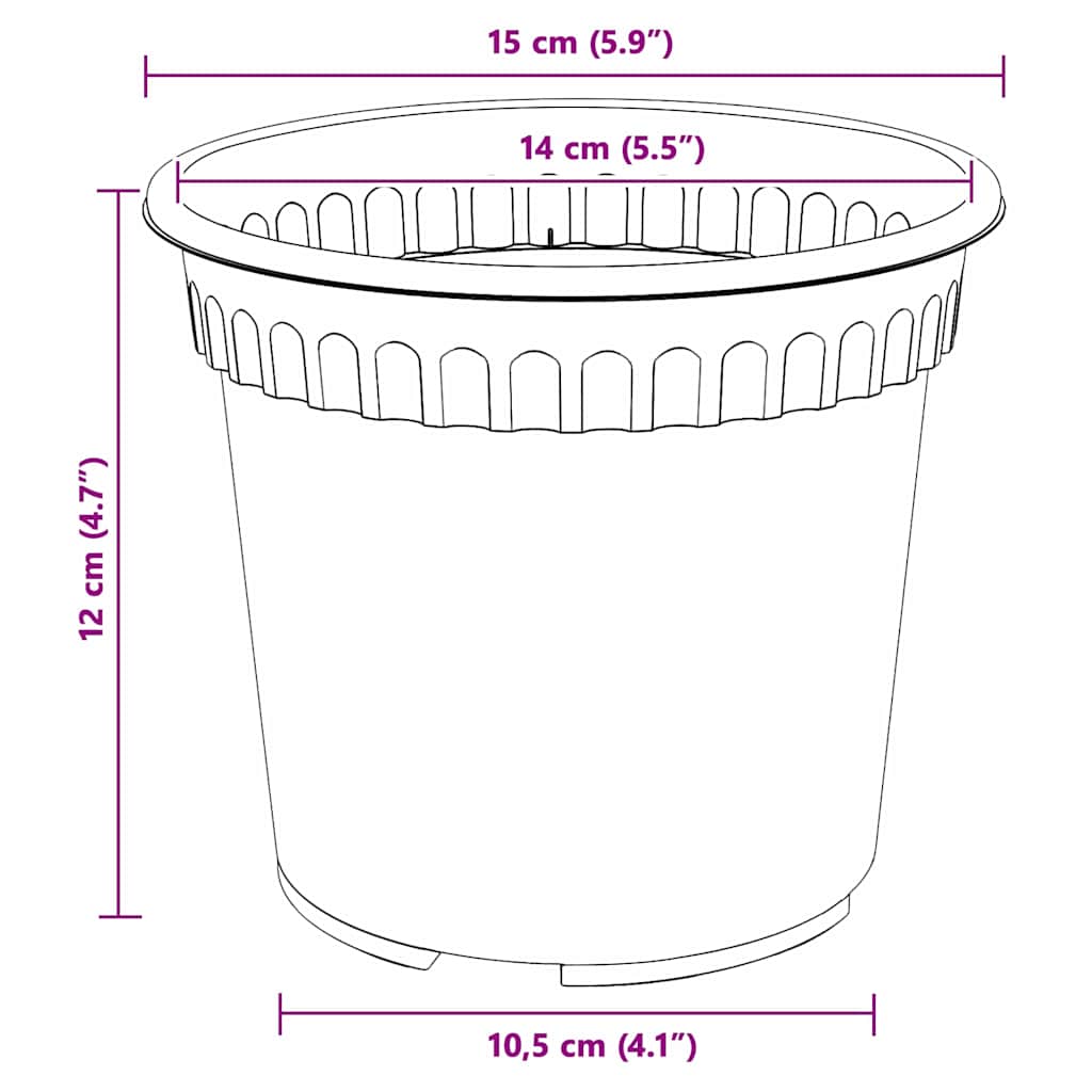 Apvalus gėlių vazonas 6 pcs Juoda Ø 15 x 12 cm Plastmasė