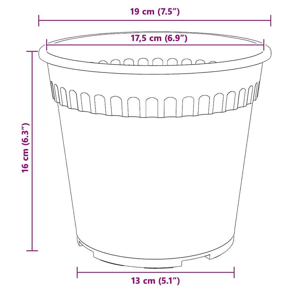 Apvalus gėlių vazonas 6 pcs Juoda Ø 19 x 16 cm Plastmasė