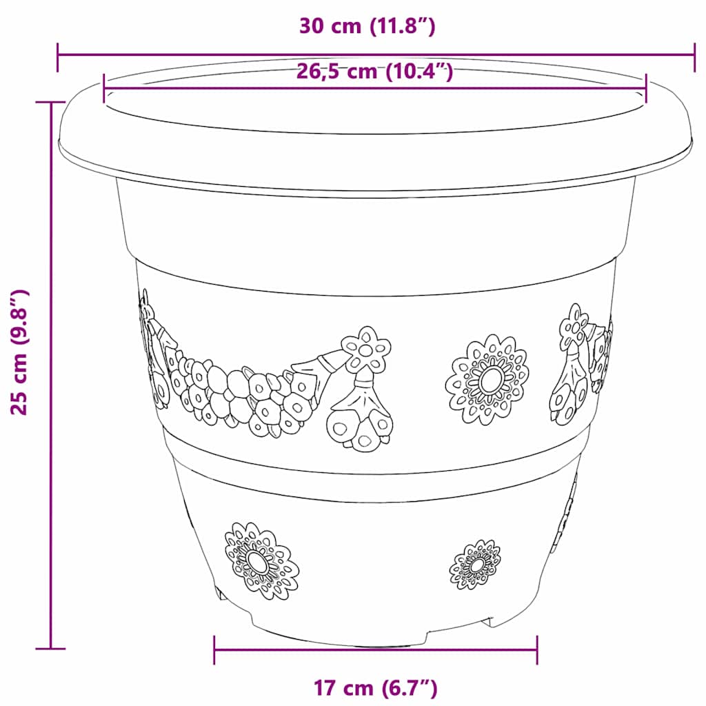 Apvalus gėlių vazonas 24 pcs Juoda Ø 26 x 21.5 cm Plastmasė