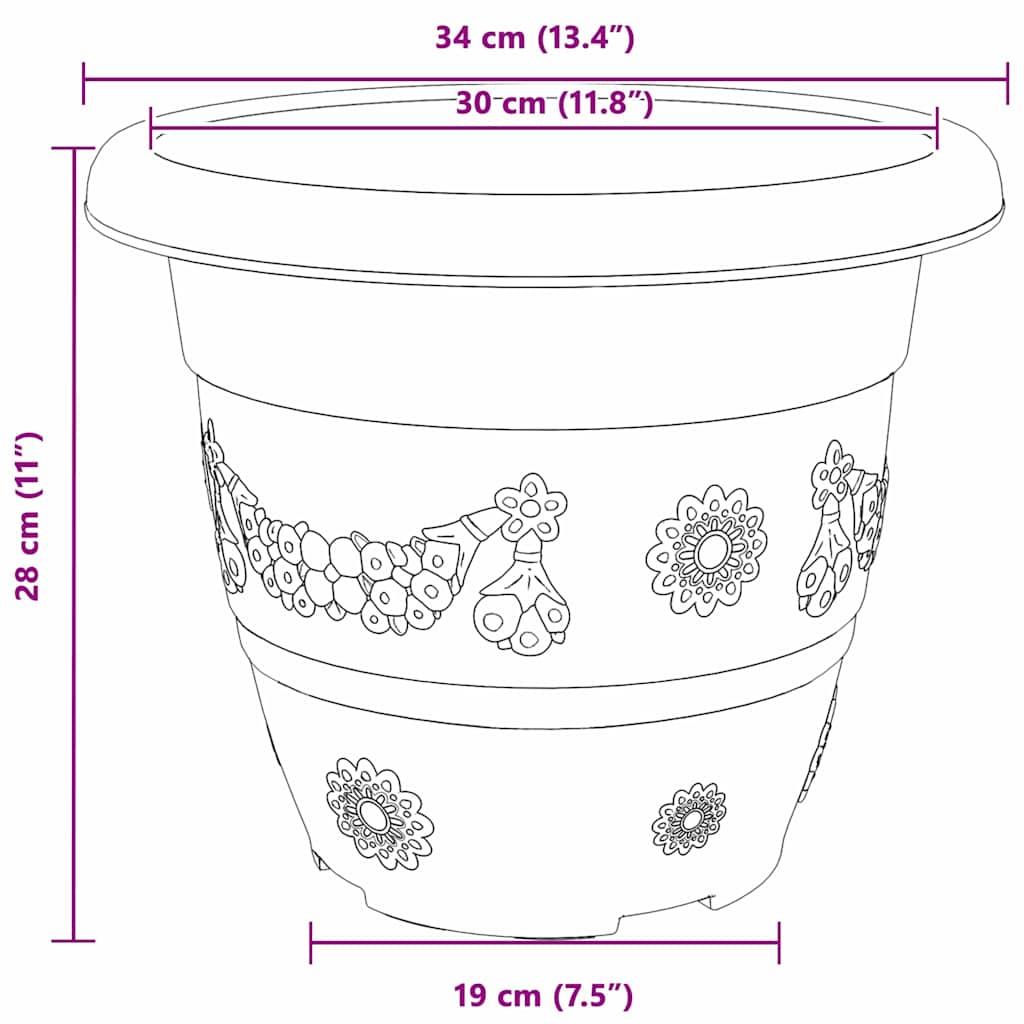 Apvalus gėlių vazonas 24 pcs Juoda Ø 26 x 21.5 cm Plastmasė