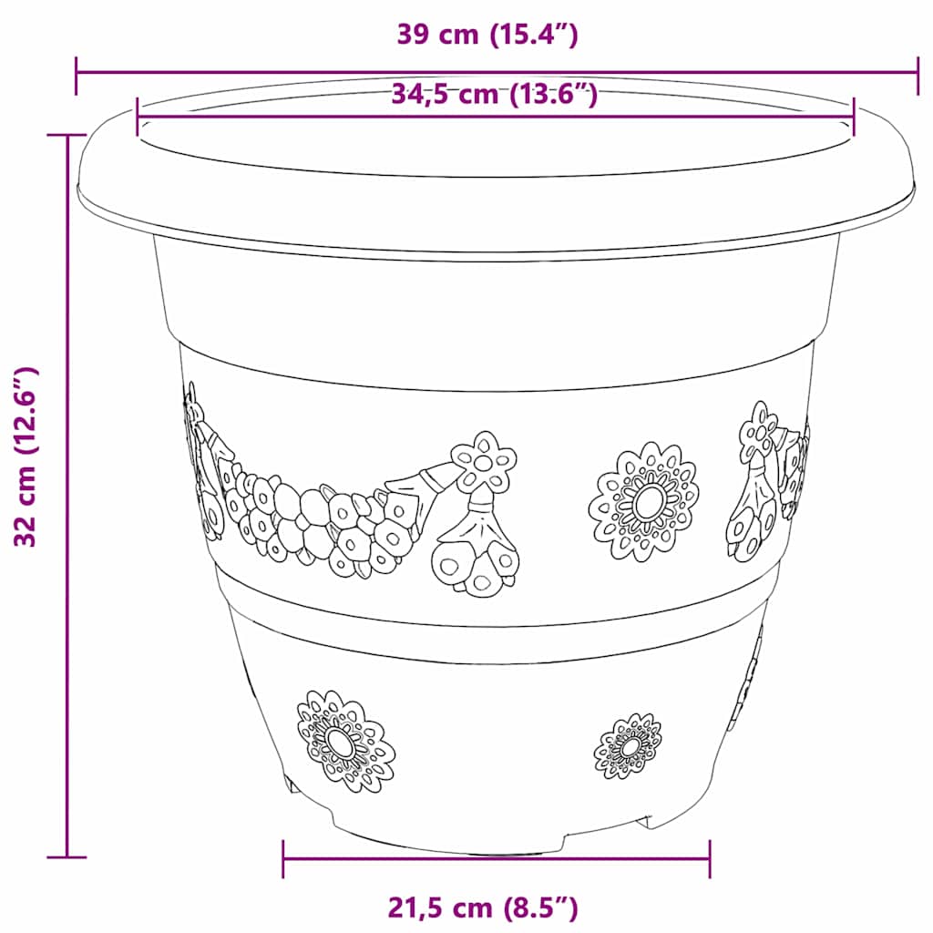 Apvalus gėlių vazonas 24 pcs Juoda Ø 26 x 21.5 cm Plastmasė