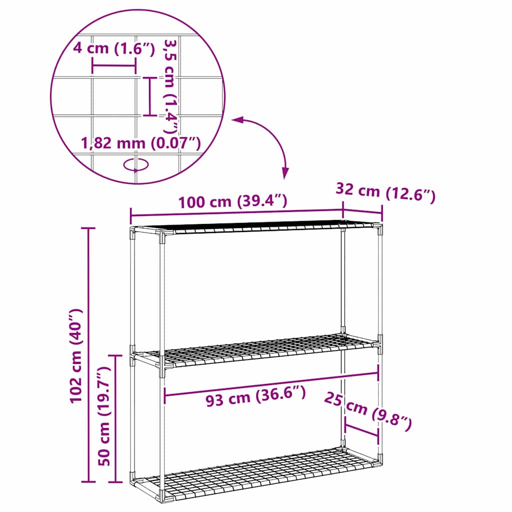 3 lentynų augalų stovas Juoda 100 x 32 x 102 cm Plienas