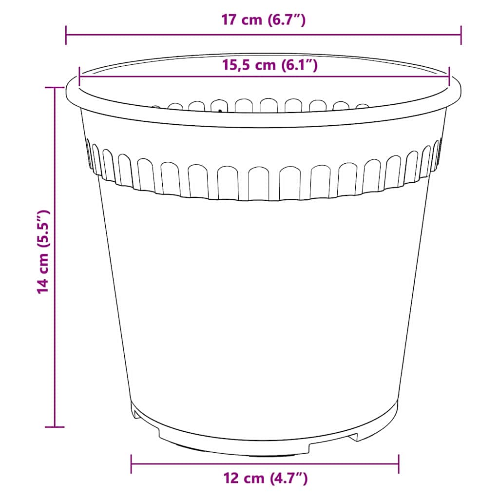 Augalų vazonai 24 pcs Raudona plyta Ø 17 x 14 cm Plastmasė