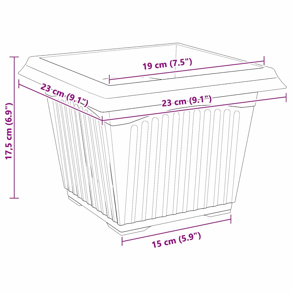 Augalų vazonai 24 pcs Raudona plyta 23 x 23 x 17,5 cm Plastmasė