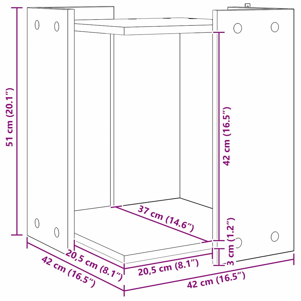 Katės kraiko dėžės uždanga Juodas ąžuolas 42 x 42 x 51 cm