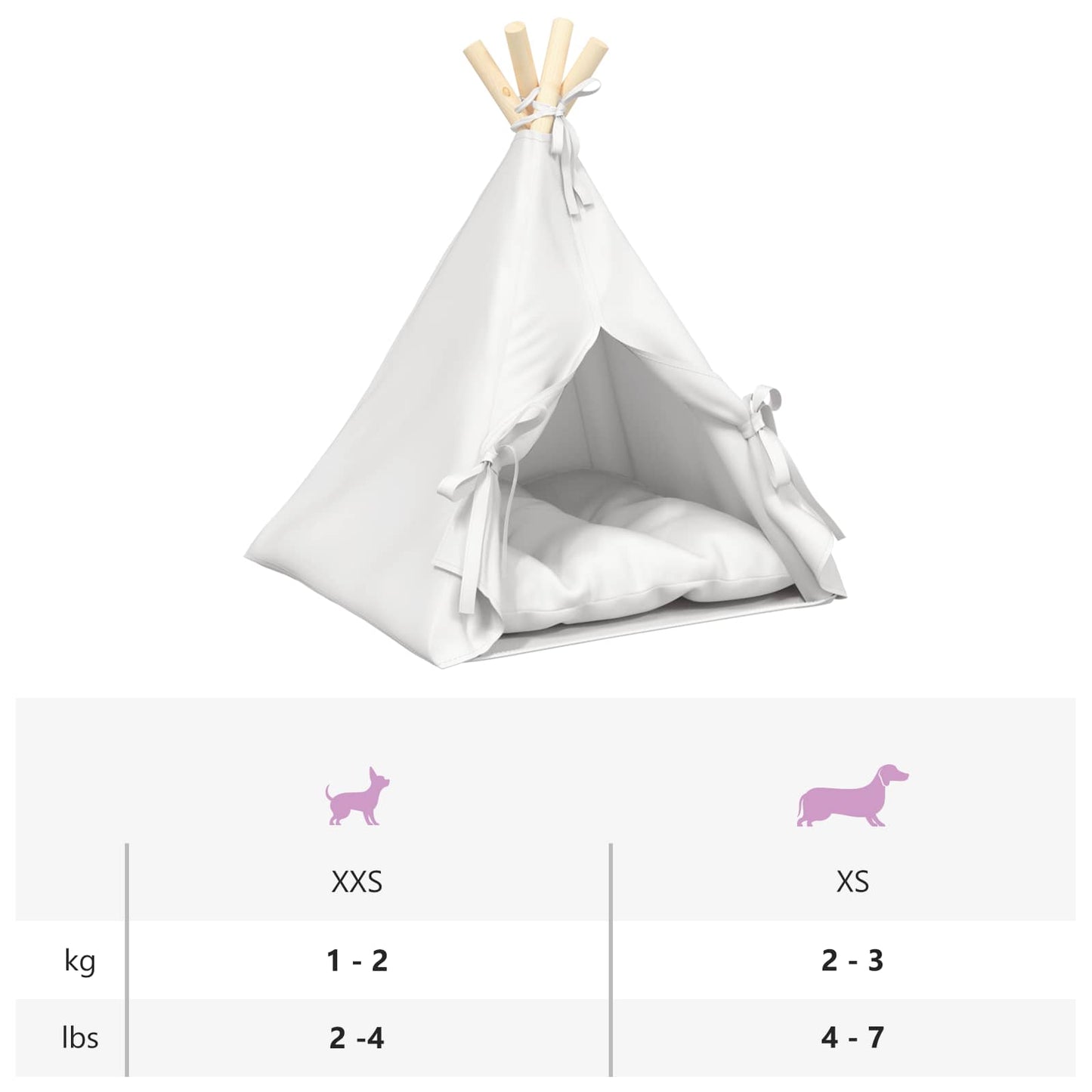 Gyvūnų teepee su pagalve Balta 40 x 40 x 50 cm Poliesteris