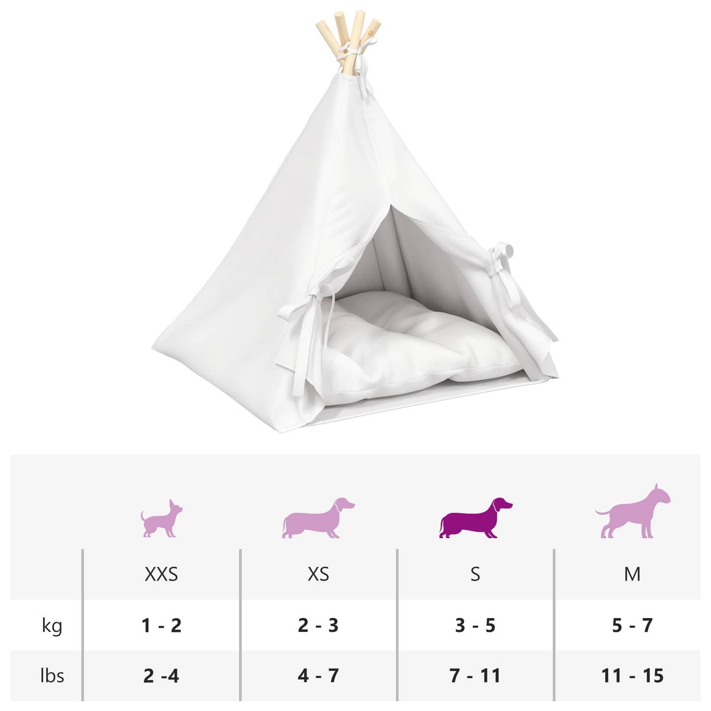 Gyvūnų teepee su pagalve Balta 60 x 60 x 70 cm Poliesteris