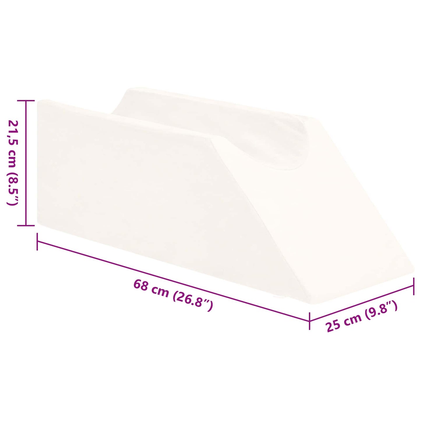 Koja pagalvė 68 x 25 x 21,5 cm Tvirtas PU putos Balta
