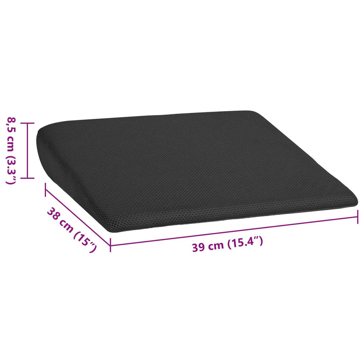 Sėdynės pagalvėlė Juoda 39 x 38 x 8,5 cm PU putos