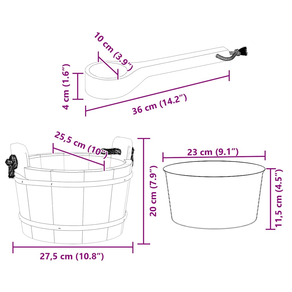 Pirties kibiras 2 pcs Ruda Kietas Pušies Medis ir Kanapės