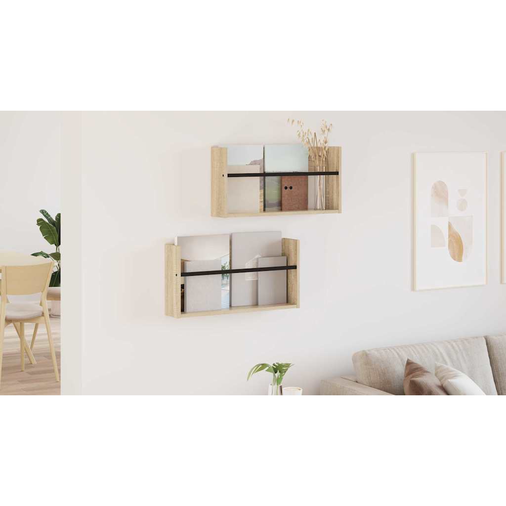 Žurnalų stovas su lentyna 2 pcs Sonoma ąžuolas 60 x 12 x 30 cm